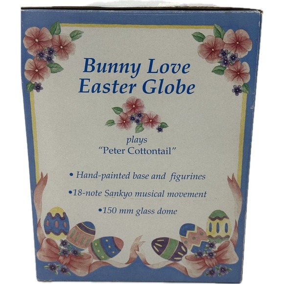 Vtg Easter Musical Snowglobe Mr & Mrs Rabbit Bunny Love Works Hand Painted VIDEO - Picture 11 of 12